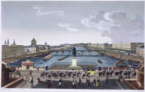 新桥。 c.1815-20（彩色雕刻） 作者 亨利·库沃西耶·沃辛（Henri Courvoisier-Voisin）